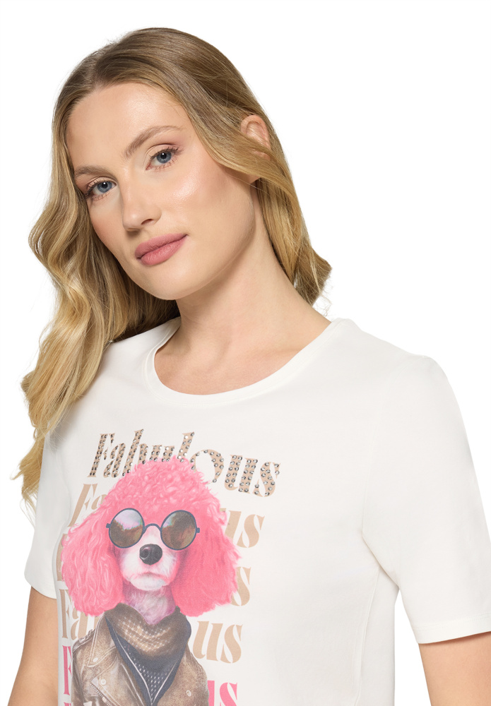 ФУТБОЛКА BETTY BARCLAY белая с ярким fashion-принтом и аккуратным повседневным кроем